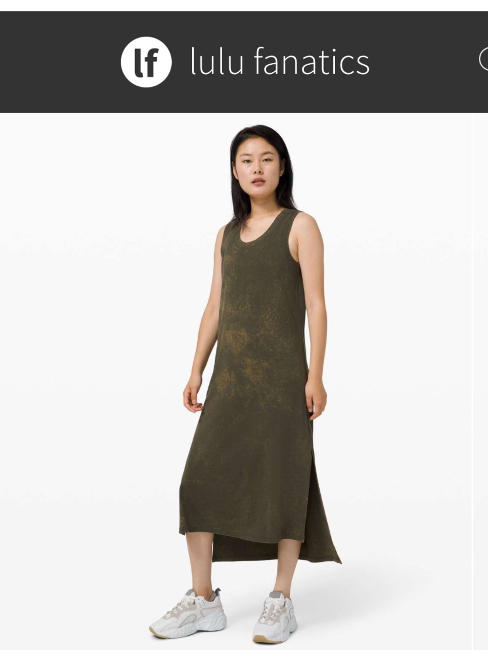 Lululemon All Yours Tank Maxi Dress Sz 10 Cloudy Wash Dark Olive Cream Ivory